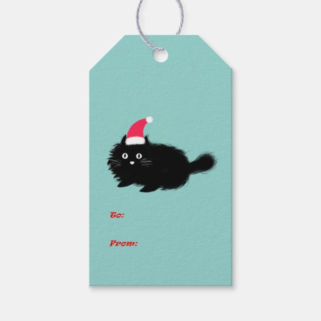 Weihnachtsgeschenk für niedliche Katze Geschenkanhänger (Vorderseite)