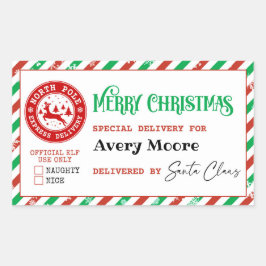 Weihnachtsgeschenk für Nordpol Rechteckiger Aufkleber