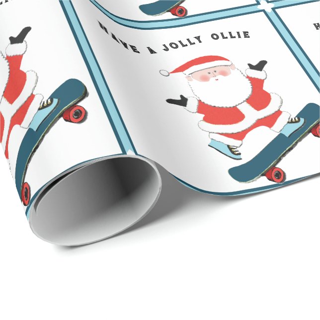 Weihnachtsgeschenk für Skateboard Geschenkpapier (Rolleneckpunkt)