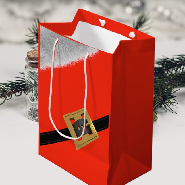 Weihnachtsgeschenk für Weihnachtsfeiertage Anzug Mittlere Geschenktüte (A modern Santa suit inspired gift bag for all your festive gift bag needs)