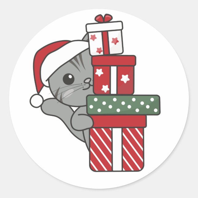 Weihnachtsgeschenk für Wintertiere Katzen Classic  Runder Aufkleber (Vorderseite)