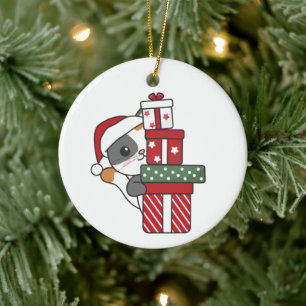 Weihnachtsgeschenk für Wintertiere Katzen Keramik Ornament