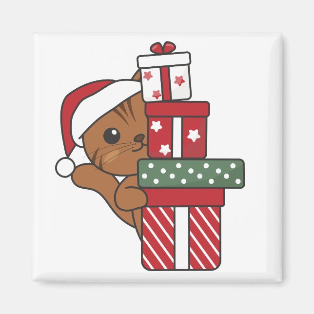 Weihnachtsgeschenk für Wintertiere Katzen Magnet (Vorne)