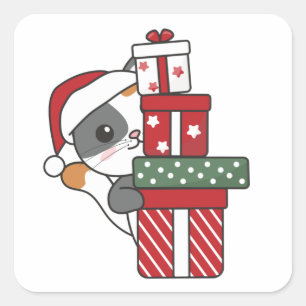 Weihnachtsgeschenk für Wintertiere Katzen Square S Quadratischer Aufkleber
