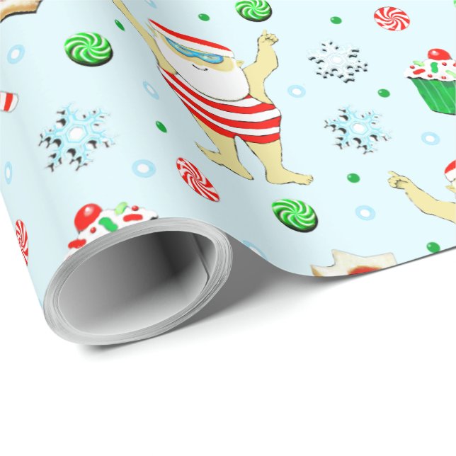 Weihnachtsgeschenk fürs Schwimmen Geschenkpapier (Rolleneckpunkt)