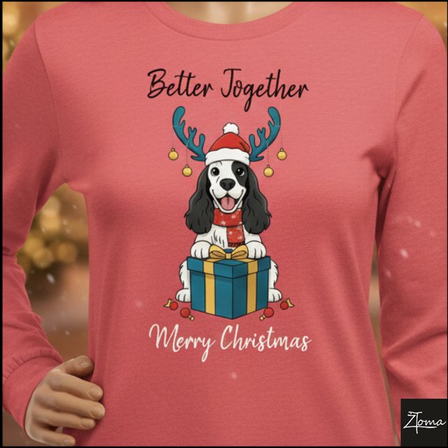 Weihnachtsgeschenk-Grafik Cocker Spaniel Rentier Tri-Blend Shirt (Von Creator hochgeladen)