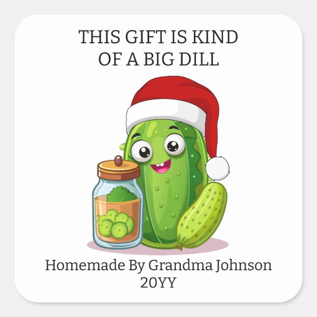 Weihnachtsgeschenk große Dill-Gurke Quadratischer Aufkleber (Vorderseite)