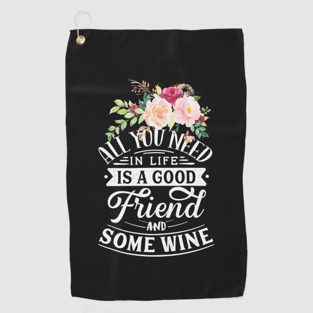 Weihnachtsgeschenk | Guter Freund und etwas Wein Golfhandtuch (Vorderseite)