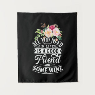 Weihnachtsgeschenk Guter Freund und etwas Wein Wandteppich