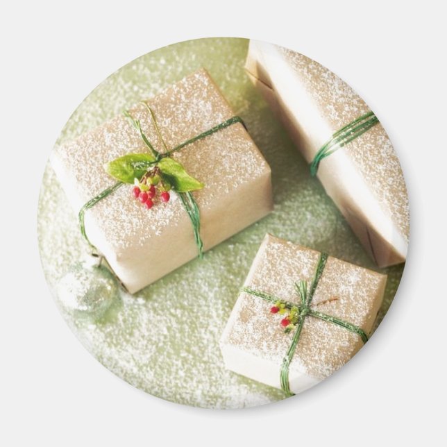 Weihnachtsgeschenk im Schnee Magnet (Vorne)