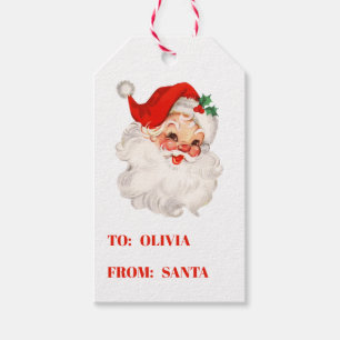 Weihnachtsgeschenk im Vintage-Stil mit Santa Geschenkanhänger