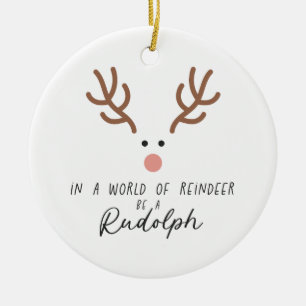 Weihnachtsgeschenk in einer Welt des Rentiers Keramik Ornament