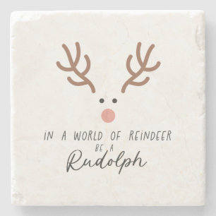 Weihnachtsgeschenk in einer Welt des Rentiers Steinuntersetzer