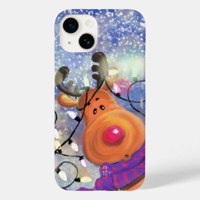 Weihnachtsgeschenk iPhone Case mit Happy Reindeer (Rückseite)