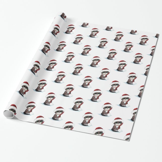 Weihnachtsgeschenk Katze Kitten in Weihnachtsmannm Geschenkpapier (Ungerollt)
