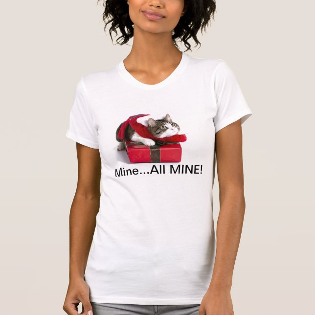 Weihnachtsgeschenk-Katze T-Shirt (Vorderseite)