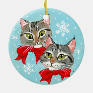 Weihnachtsgeschenk Katzen Winterschmuck Keramik Ornament