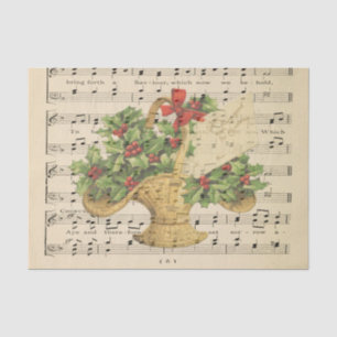 Weihnachtsgeschenk Körbchen-Musikblatt Decoupage Seidenpapier