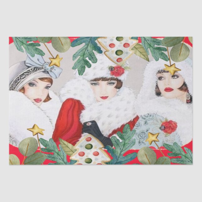 Weihnachtsgeschenk Ladys Decoupage Seidenpapier (Vorderseite)