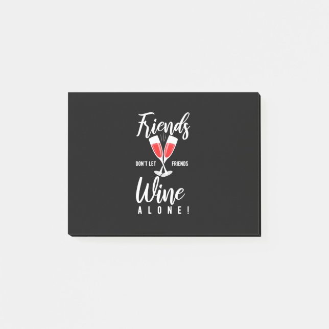 Weihnachtsgeschenk | Lass Freunde Wein nicht allei Post-it Klebezettel (Vorderseite)