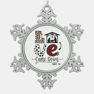 Weihnachtsgeschenk Liebe kam herab Schneeflocken Zinn-Ornament