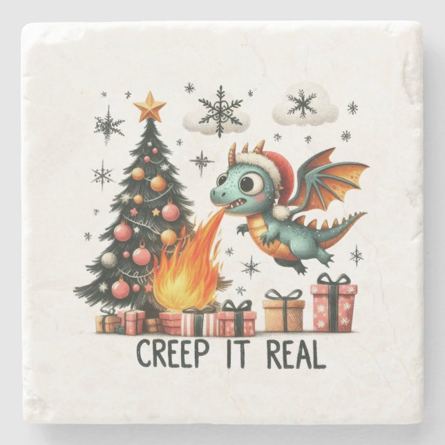 Weihnachtsgeschenk Mach's echt Steinuntersetzer (Vorderseite)