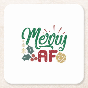 Weihnachtsgeschenk Merry AF Cool Sassy Rechteckiger Pappuntersetzer