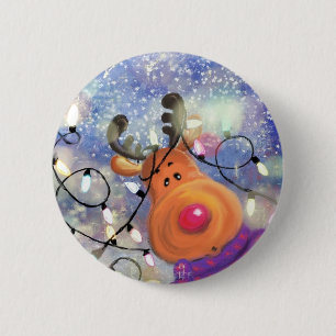 Weihnachtsgeschenk mit Happy Rentier Button