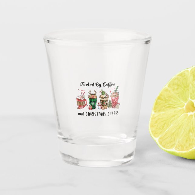 Weihnachtsgeschenk mit Kaffee und Weihnachtsjubeln Schnapsglas (Vorderseite)