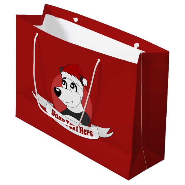 Weihnachtsgeschenk mit niedlichem Panda Cartoon Große Geschenktüte (Vorderseite Schrägansicht)