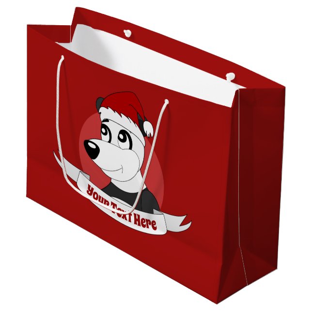 Weihnachtsgeschenk mit niedlichem Panda Cartoon Große Geschenktüte (Vorderseite Schrägansicht)
