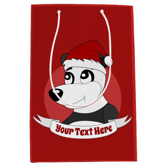 Weihnachtsgeschenk mit niedlichem Panda-Cartoon Mittlere Geschenktüte (Vorderseite)
