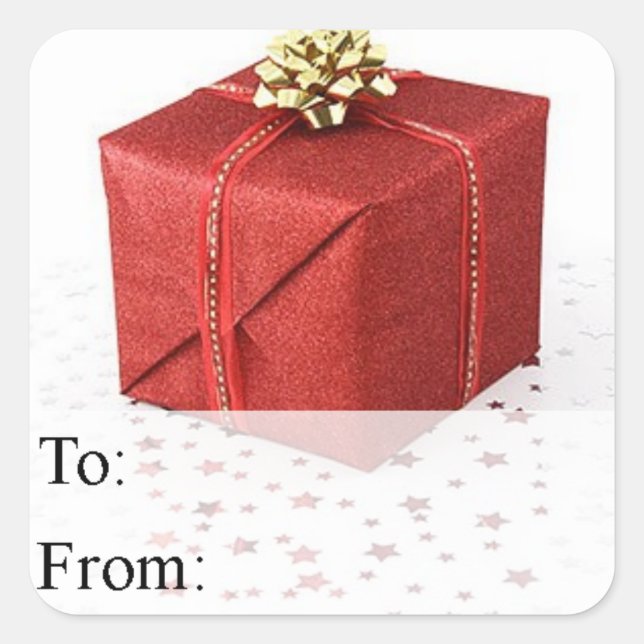 Weihnachtsgeschenk mit Sternengeschenk Tag Quadratischer Aufkleber (Vorderseite)