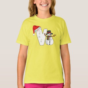 Weihnachtsgeschenk mit weißem Buchstaben V T-Shirt