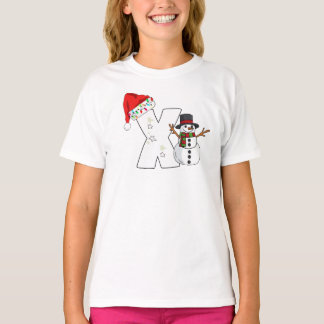 Weihnachtsgeschenk mit weißem Buchstaben x T-Shirt