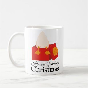 Weihnachtsgeschenk niedlicher Cartoon Ente in rote Kaffeetasse