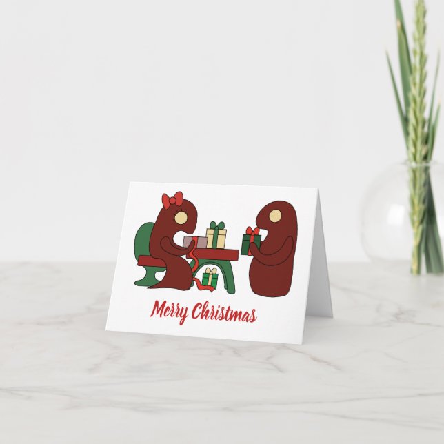 Weihnachtsgeschenk-Packmonster Dankeskarte (Vorderseite)