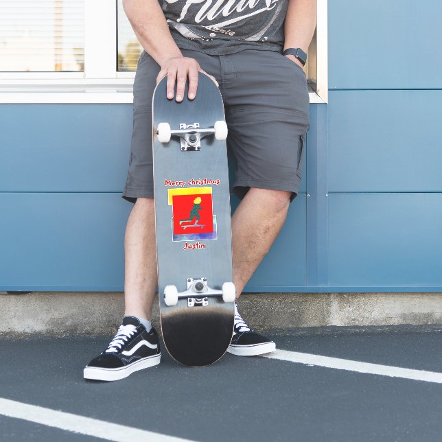 Weihnachtsgeschenk, personalisierter Name Aufkleber (Skater)