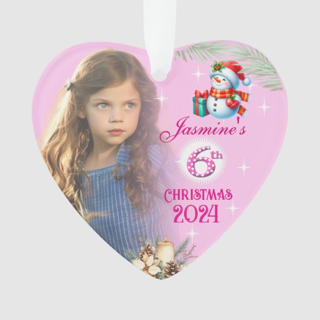 Weihnachtsgeschenk Personalisiertes Girl Foto Herz Ornament (Vorderseite)
