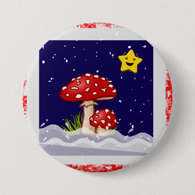 Weihnachtsgeschenk-Pilze Button (Vorderseite)