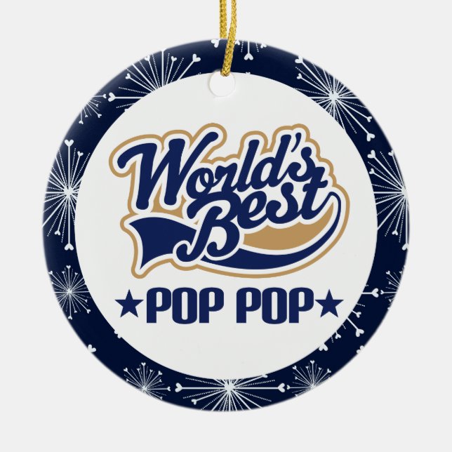 Weihnachtsgeschenk PopPop Großvater-(Welten am Keramik Ornament (Vorne)