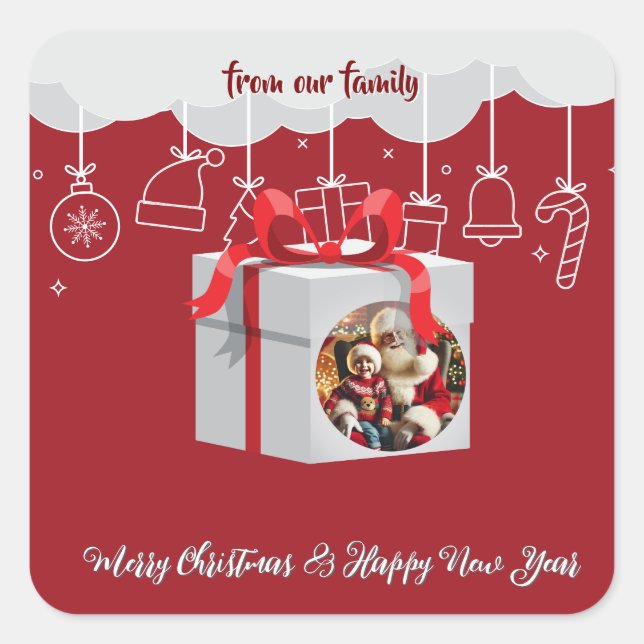 Weihnachtsgeschenk Quadratischer Aufkleber (Vorderseite)