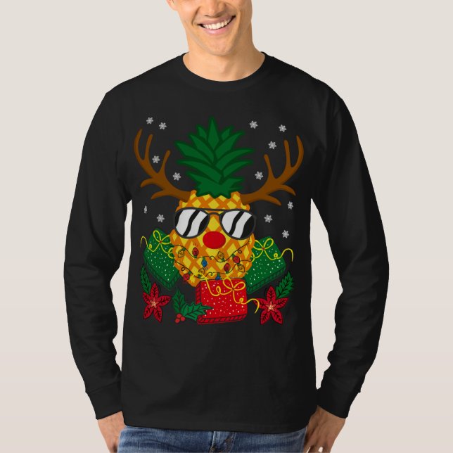 Weihnachtsgeschenk Rentier Hirsche Ananas Sung T-Shirt (Vorderseite)