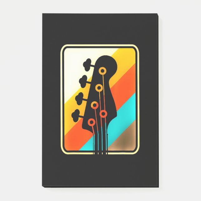 Weihnachtsgeschenk | Retro Vintag Guitar Player Post-it Klebezettel (Vorderseite)