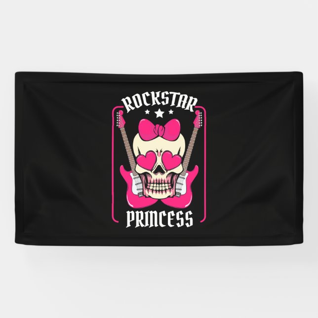 Weihnachtsgeschenk | Rockstar Princess Skull Banner (Horizontal)