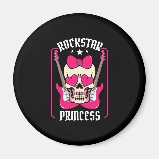 Weihnachtsgeschenk | Rockstar Princess Skull Magnet (Vorne)