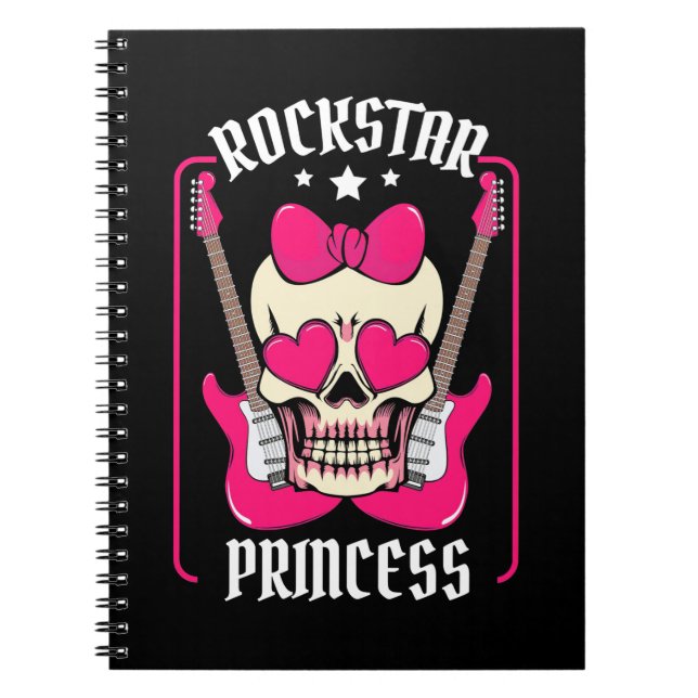 Weihnachtsgeschenk | Rockstar Princess Skull Notizblock (Vorderseite)