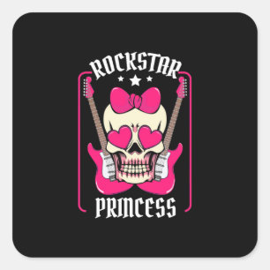 Weihnachtsgeschenk Rockstar Princess Skull Quadratischer Aufkleber