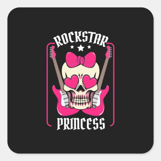 Weihnachtsgeschenk | Rockstar Princess Skull Quadratischer Aufkleber (Vorderseite)