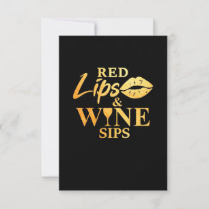 Weihnachtsgeschenk   Rote Lippen und Wein Schlückc RSVP Karte